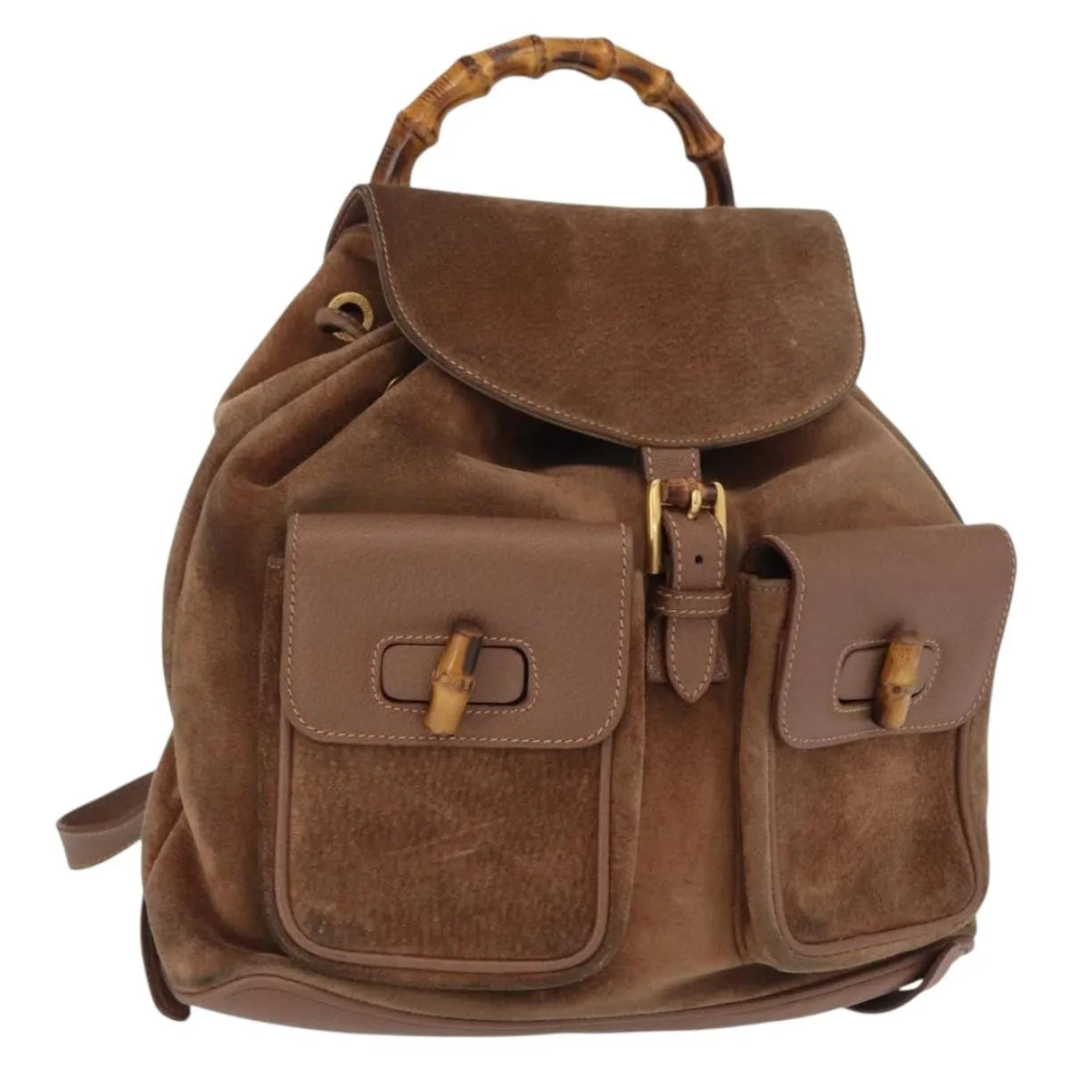 Gucci Vintage Bamboo Suede, Brown, Suede, Backpack