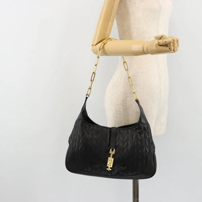 Gucci Vintage Jackie Shoulder Canvas and Leather, Black, Leather, Handbag
