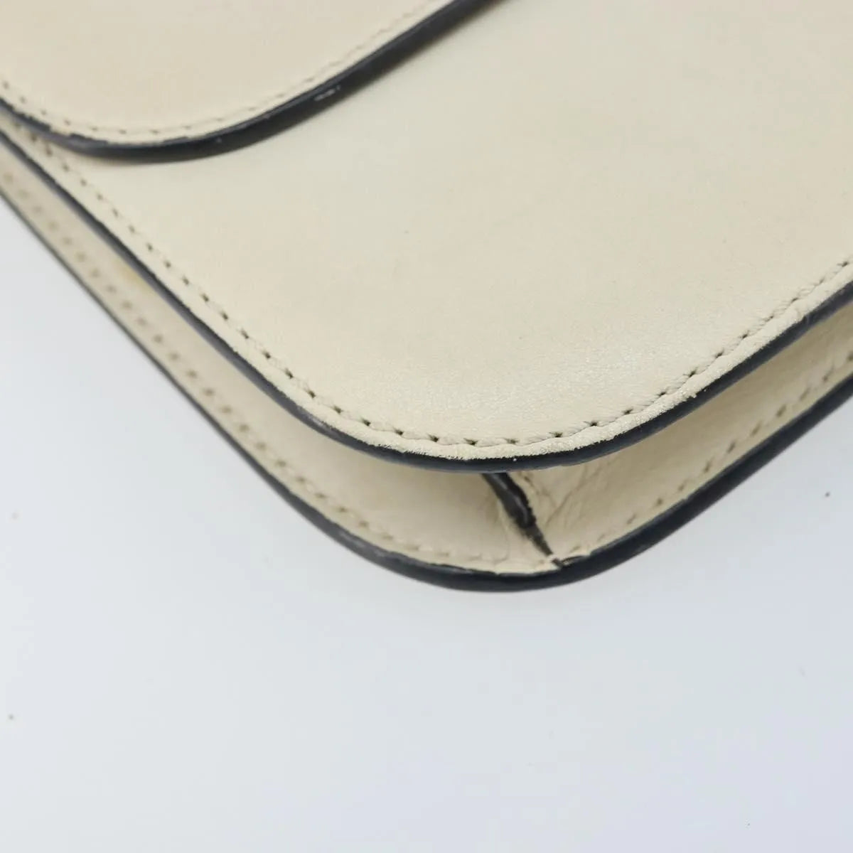 Valentino Garavani Glam Lock Leather, White, Leather, Shoulder Bag