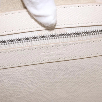 Celine Vertical Bi-Cabas Tote Leather, White, Leather, Tote Bag