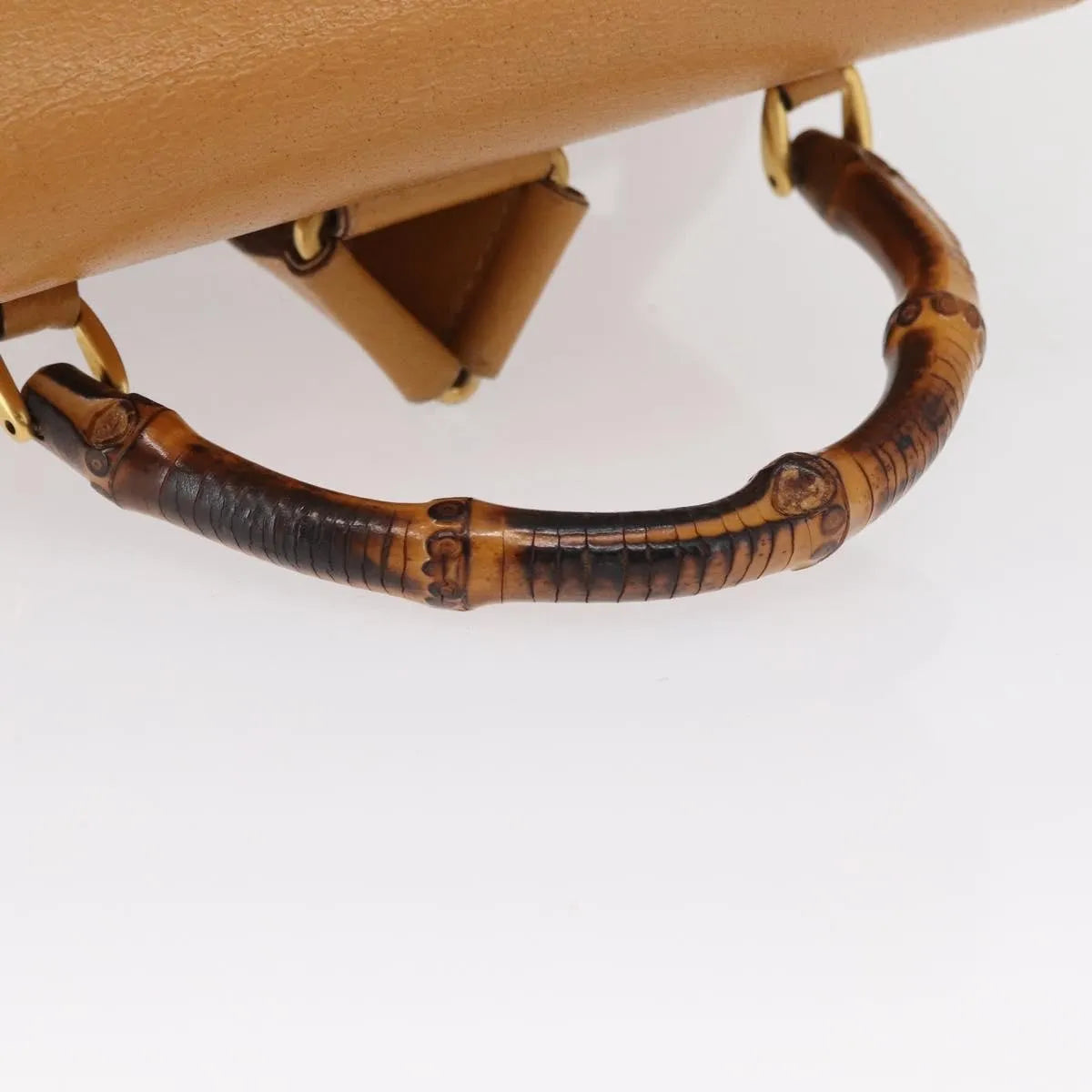 Gucci Vintage Bamboo Leather, Brown, Leather, Backpack