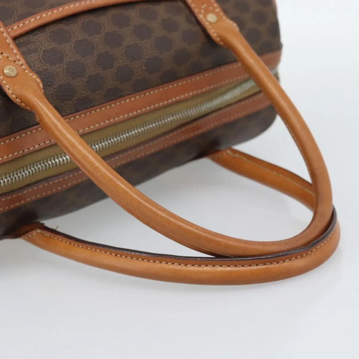 Celine boston Macadam Canvas, Brown, PVC, Travel Bag