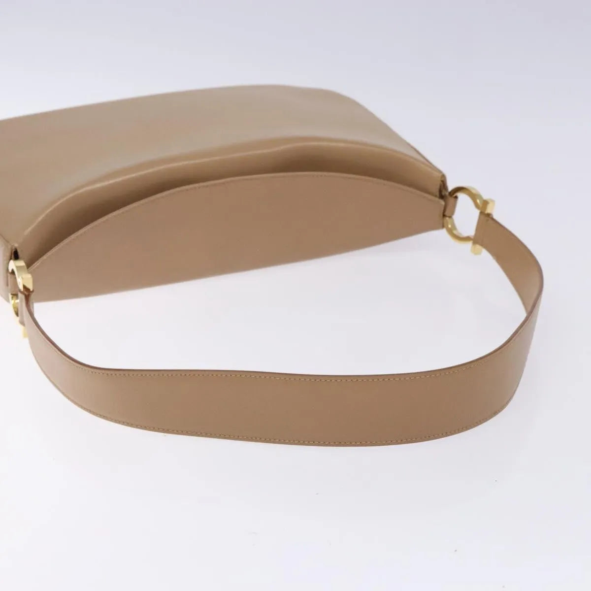 Salvatore Ferragamo Gancini Leather, Beige, Leather, Shoulder Bag