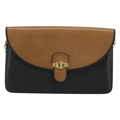 Christian Dior Vintage Chain Flap Leather, Black, Leather, Shoulder Bag