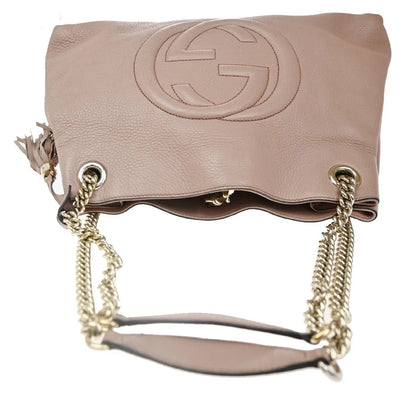 Gucci Soho Chain Strap Leather, Pink, Leather, Shoulder Bag