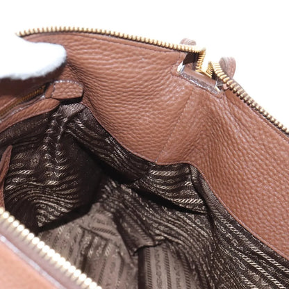Prada Side Zip Hobo Soft Calf, Brown, Leather, Shoulder Bag