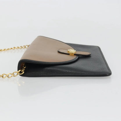 Christian Dior Vintage Chain Flap Leather, Black, Leather, Shoulder Bag