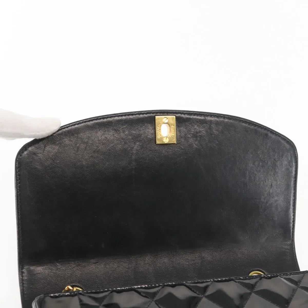 Chanel Vintage Diana Flap Quilted Patent, Black, Patent Leather, Shoulder Bag
