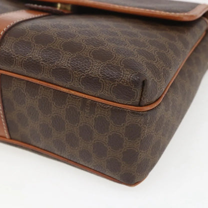 Celine Vintage Macadam Canvas and Leather, Brown, Canvas, Shoulder Bag