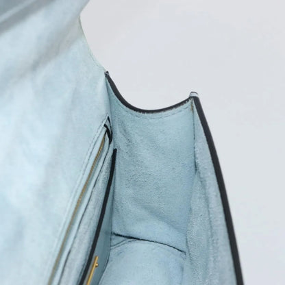 Miu Miu Madras Crystal Buckle Leather, Blue, Leather, Shoulder Bag