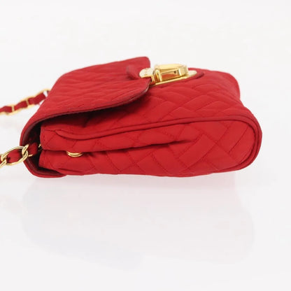 Prada Pushlock Chain Flap Quilted Tessuto, Red, Nylon, Shoulder Bag