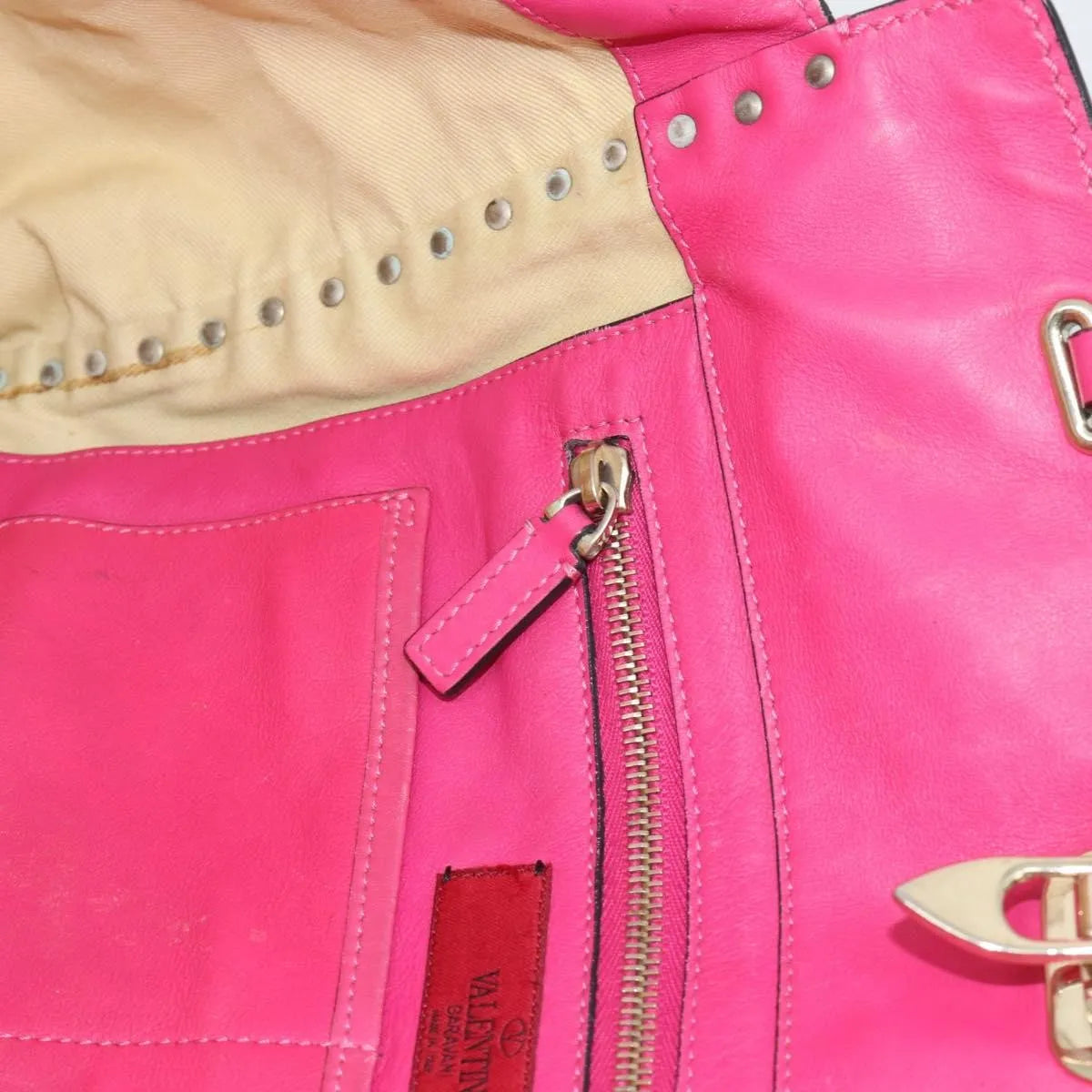 Valentino Garavani Rockstud Tote Textured Leather, Pink, Leather, Tote Bag