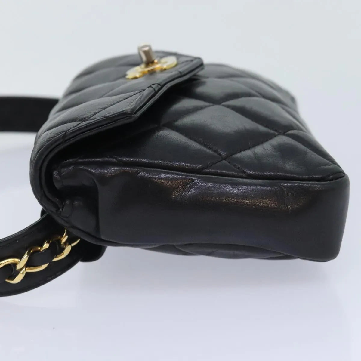 Chanel Vintage CC Waist Lambskin, Black, Leather, Shoulder Bag
