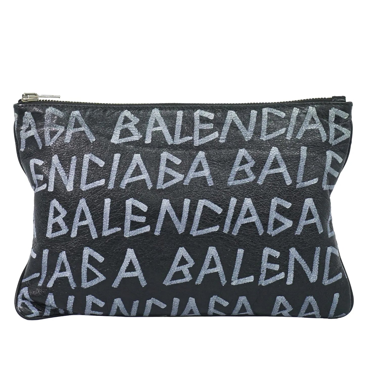 Balenciaga Graffiti Leather, Black, Leather, Clutch