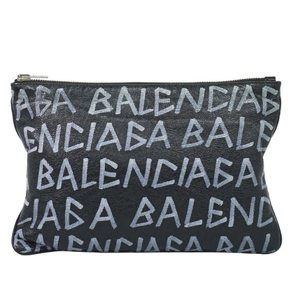 Balenciaga Graffiti Leather, Black, Leather, Clutch