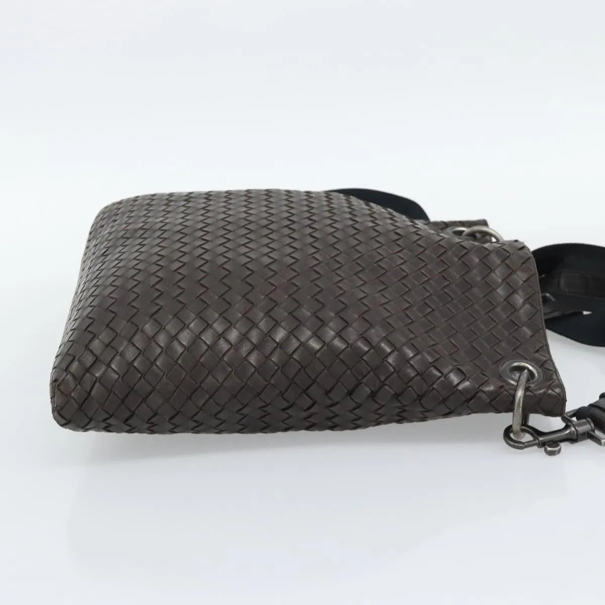 Bottega Veneta Flat Messenger Intrecciato Nappa, Brown, Leather, Crossbody Bag