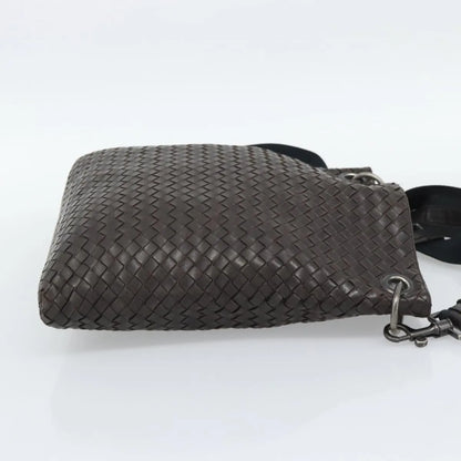 Bottega Veneta Flat Messenger Intrecciato Nappa, Brown, Leather, Crossbody Bag