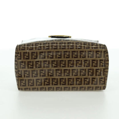 Fendi Mamma Baguette Zucca patent leather, Brown, Canvas, Shoulder Bag