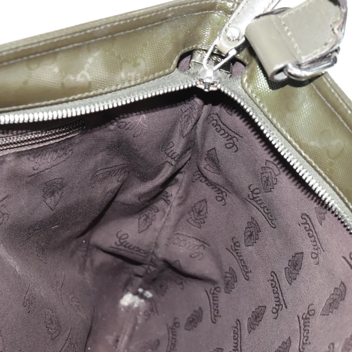 Gucci Zip Top Messenger GG Imprime, Khaki, Canvas, Shoulder Bag
