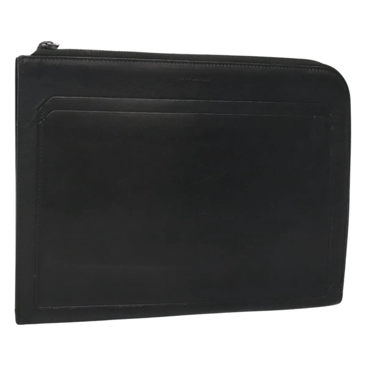 Saint Laurent Zip Pocket Leather, Black, Leather, Clutch