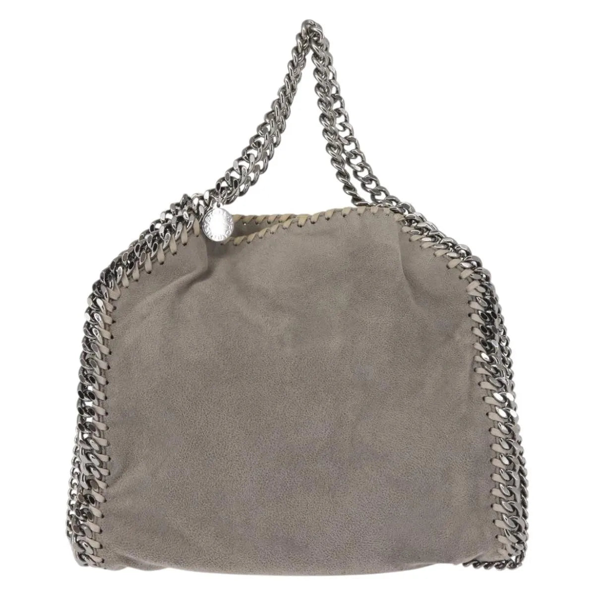 Stella McCartney Falabella Fold Over Faux Suede, Gray, Synthetic, Shoulder Bag