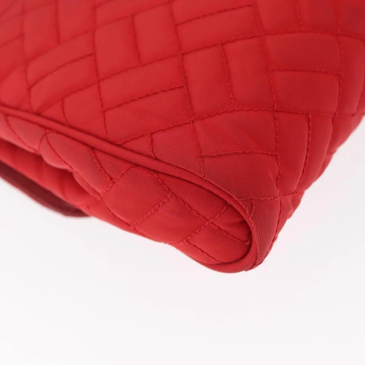 Prada Pushlock Chain Flap Quilted Tessuto, Red, Nylon, Shoulder Bag