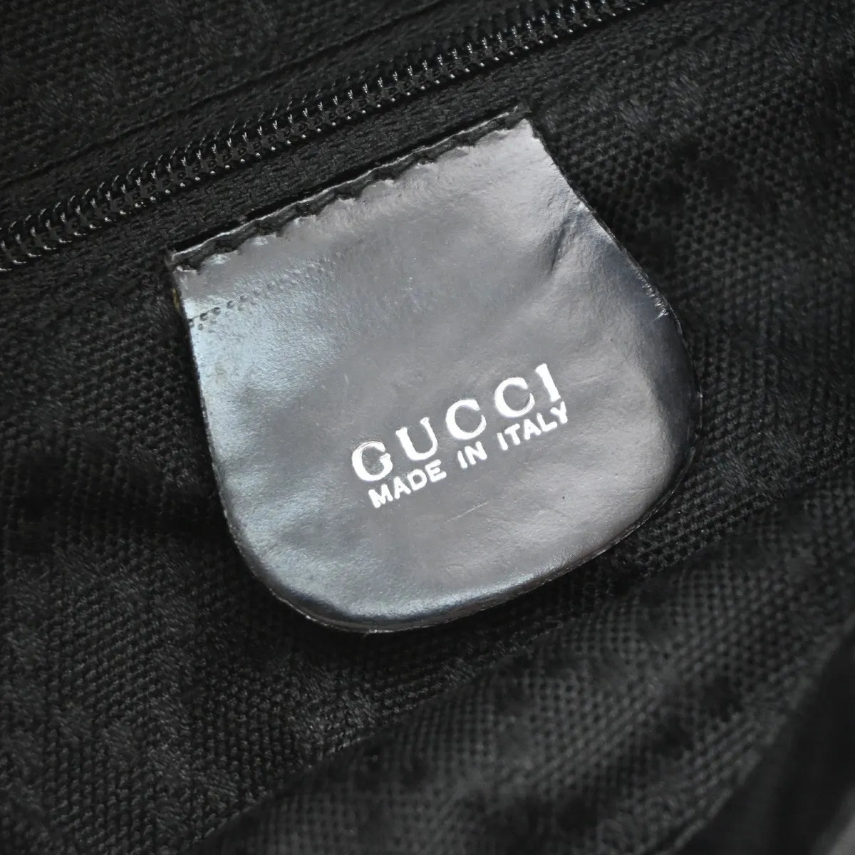 Gucci Vintage Bamboo Nylon and Patent Leather, Black, Nylon, Backpack