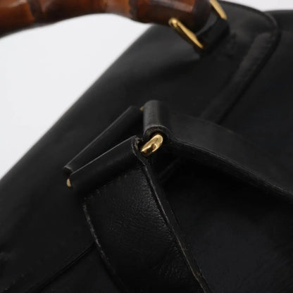 Gucci Vintage Bamboo Leather, Black, Leather, Backpack
