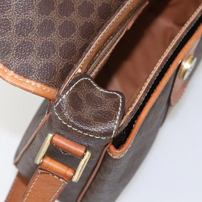 Celine Vintage Macadam Canvas and Leather, Brown, Canvas, Shoulder Bag