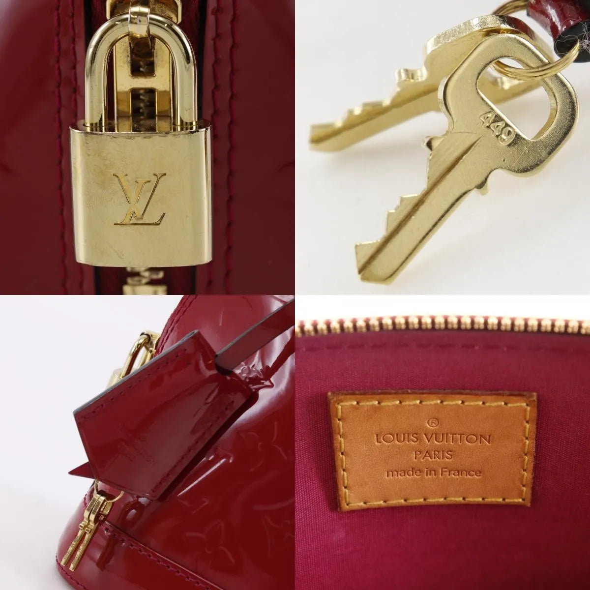 Louis Vuitton Alma Vernis, Red, Patent Leather, Handbag