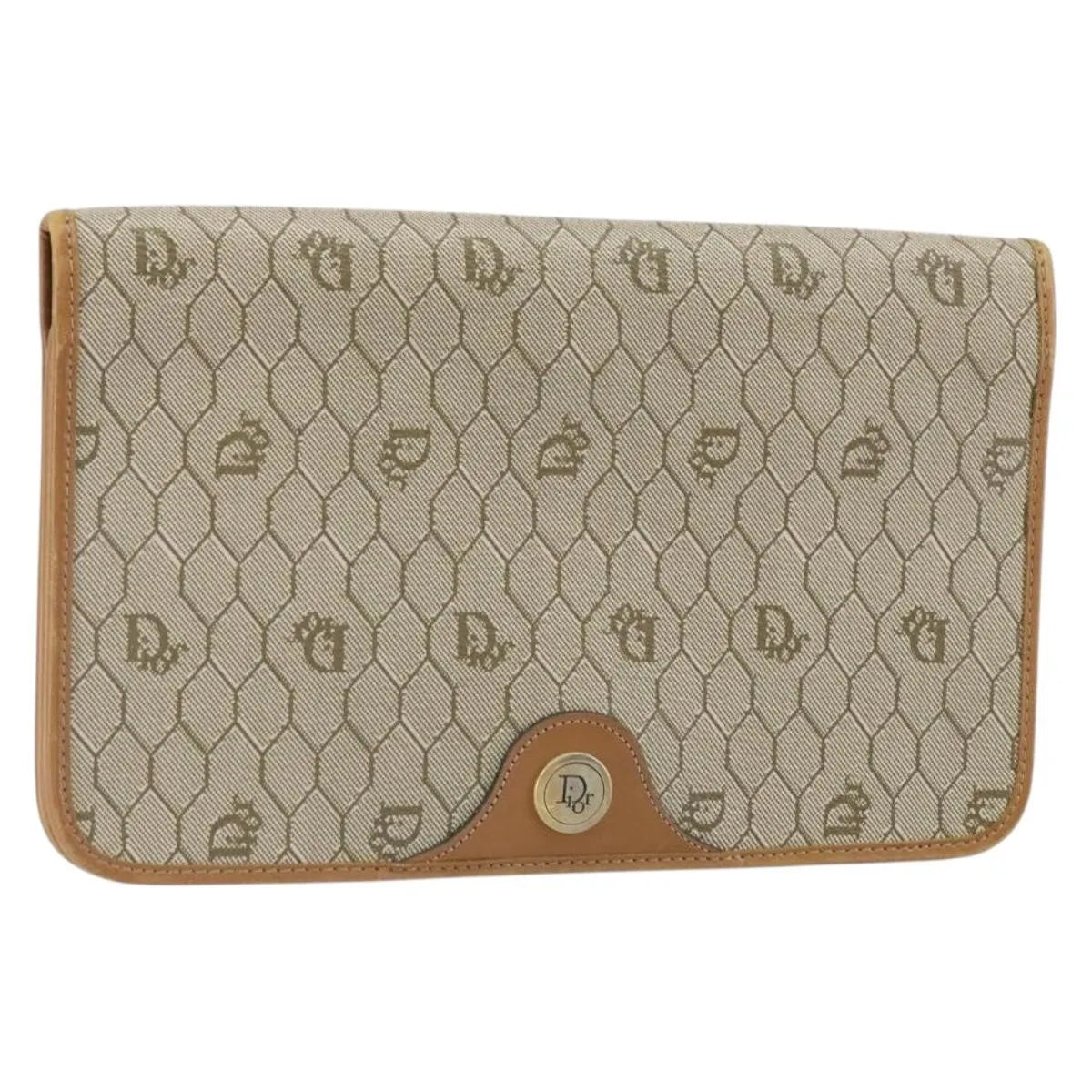 Christian Dior Vintage honeycomb clutch Canvas, Beige, Canvas, Clutch