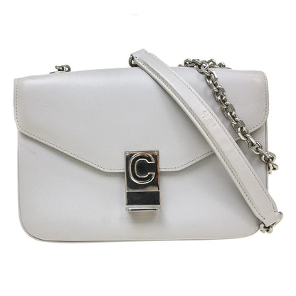 Celine C Bag Leather, Gray, Leather, Shoulder Bag