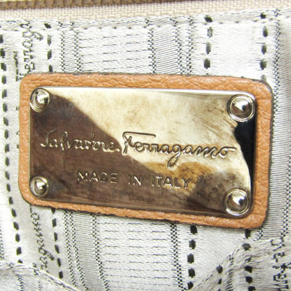 Salvatore Ferragamo Gancini Leather, Brown, Leather, Shoulder Bag