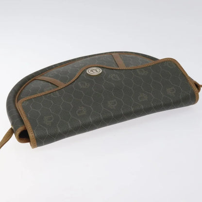 Christian Dior Vintage Honeycomb Flap Coated Canvas, Green, Canvas, Shoulder Bag