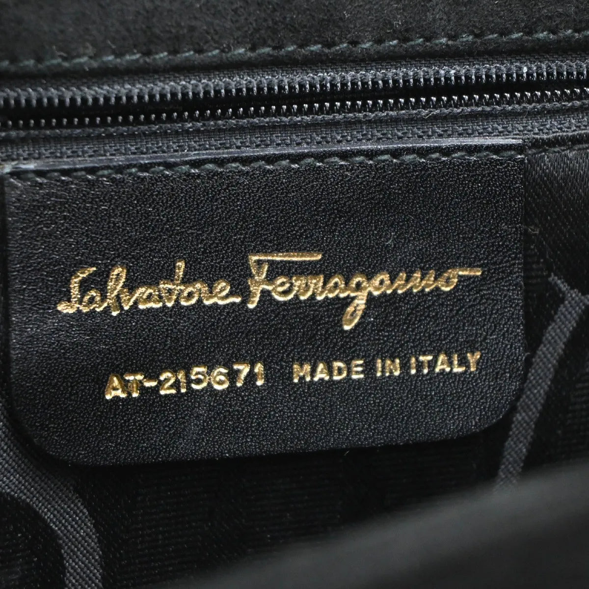 Salvatore Ferragamo Gancini Suede, Black, Suede, Handbag