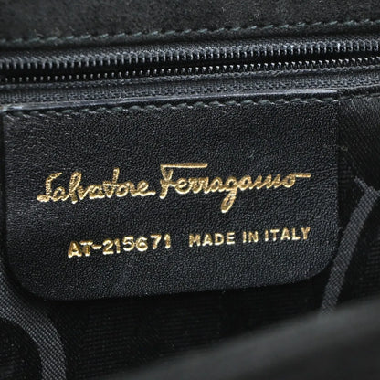 Salvatore Ferragamo Gancini Suede, Black, Suede, Handbag
