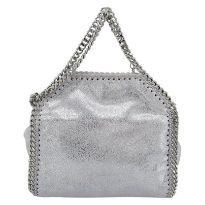 Stella McCartney Falabella Fold Over Faux Leather, Silver, Polyester, Shoulder Bag