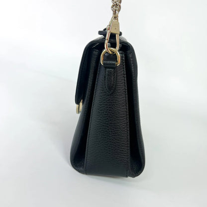 Gucci Interlocking Top Handle Leather, Black, Leather, Shoulder Bag