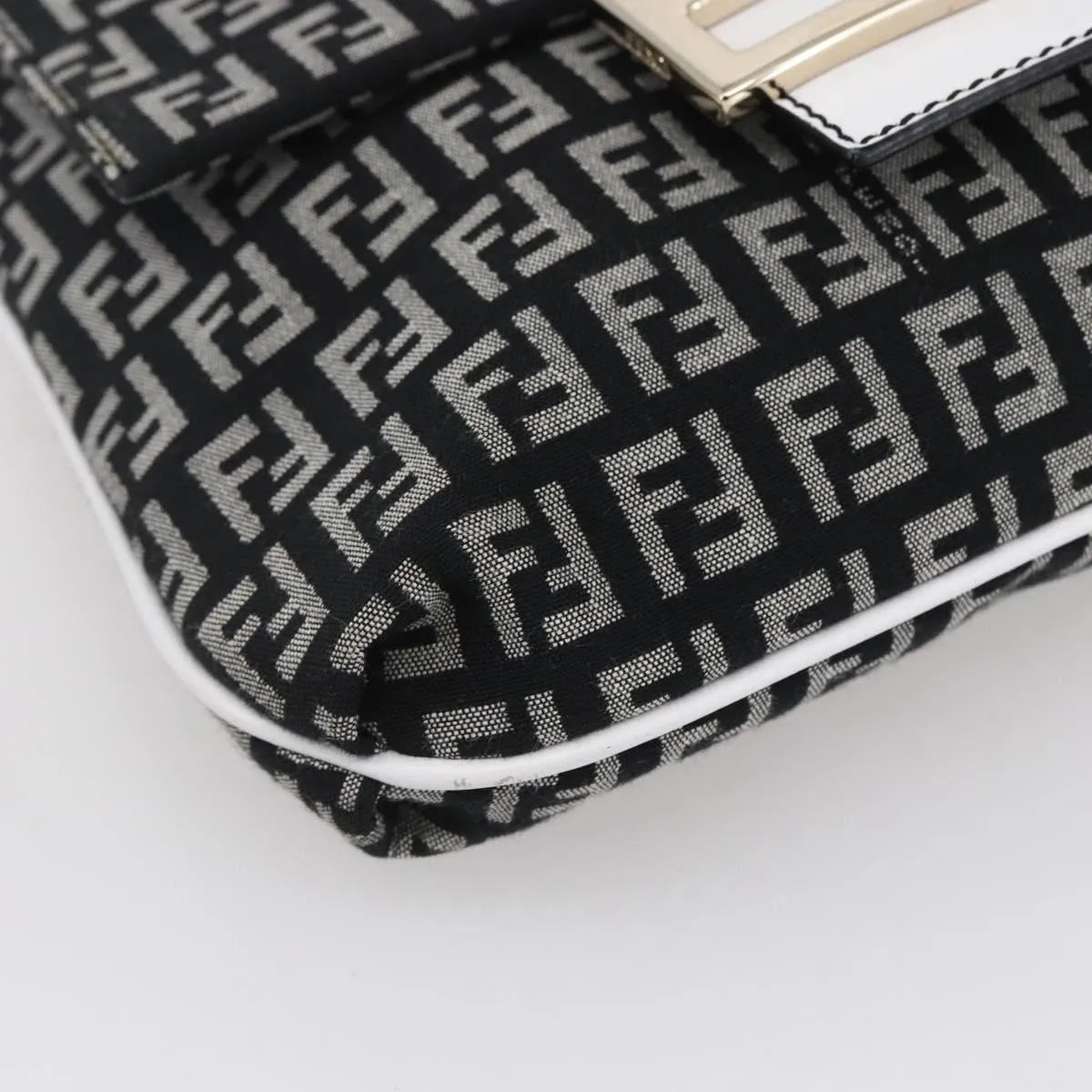 Fendi Vintage Flap Zucchino Canvas, Black, Canvas, Shoulder Bag