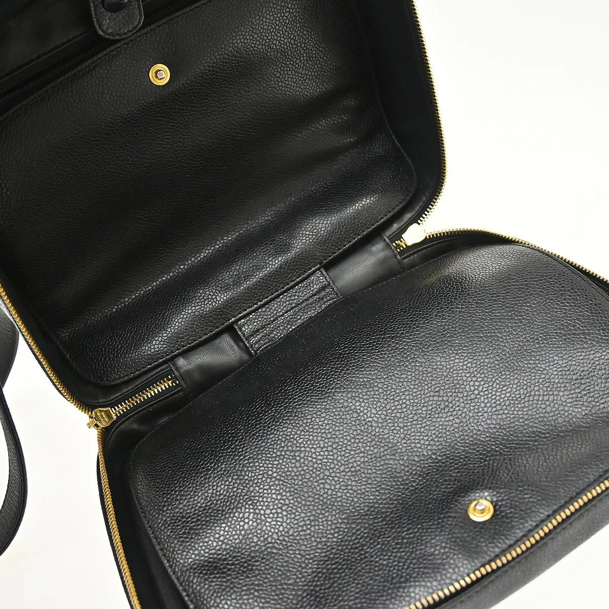 Chanel Vintage Timeless Zip Around Vanity Case Caviar, Black, Leather, Handbag
