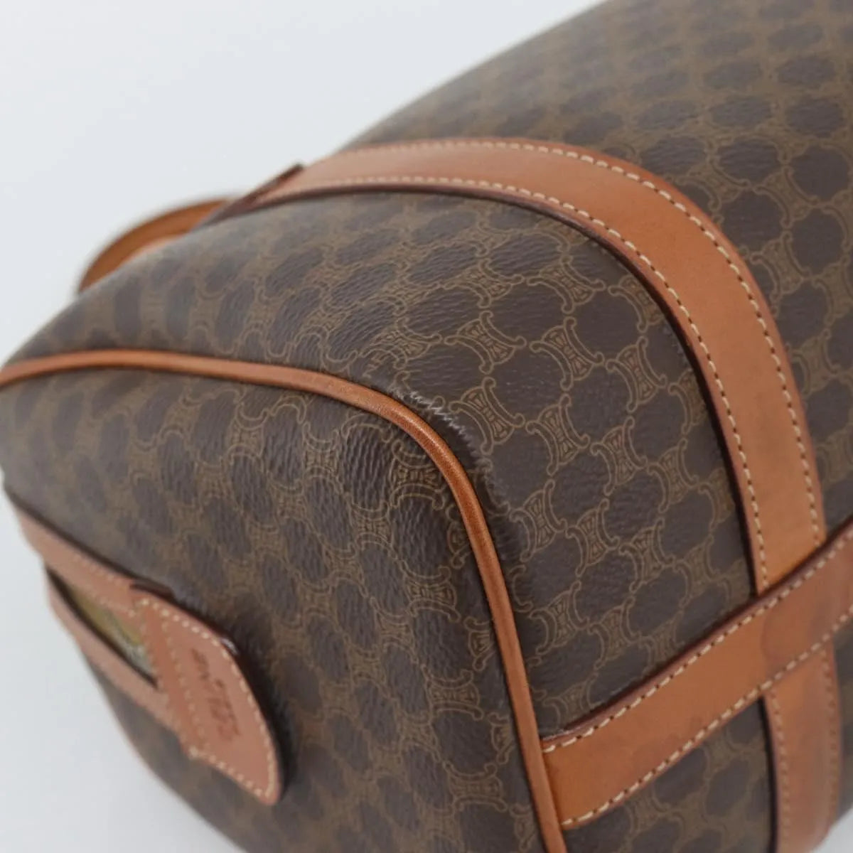 Celine boston Macadam Canvas, Brown, PVC, Travel Bag