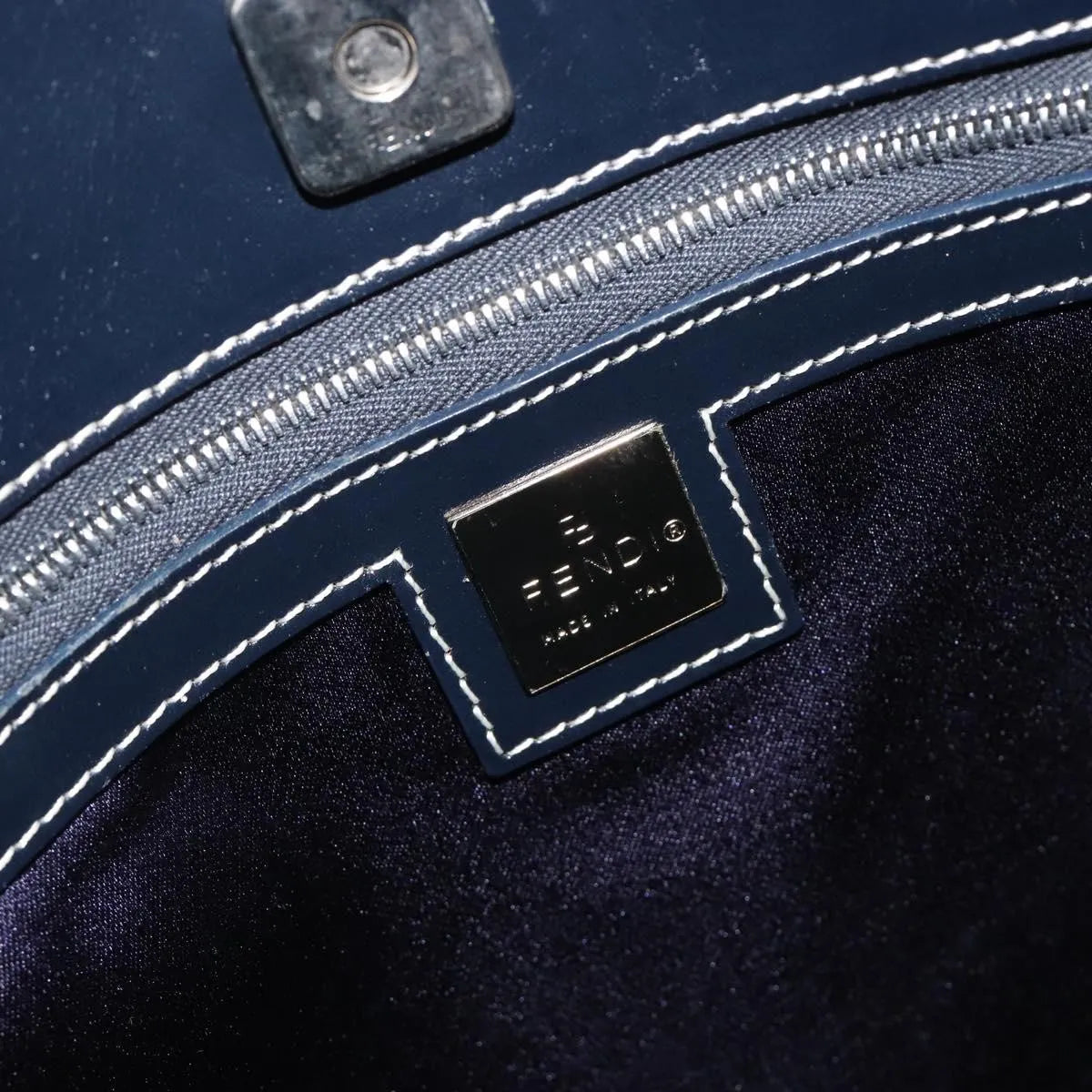 Fendi Vintage Tote Zucchino Canvas, Navy, Canvas, Tote Bag
