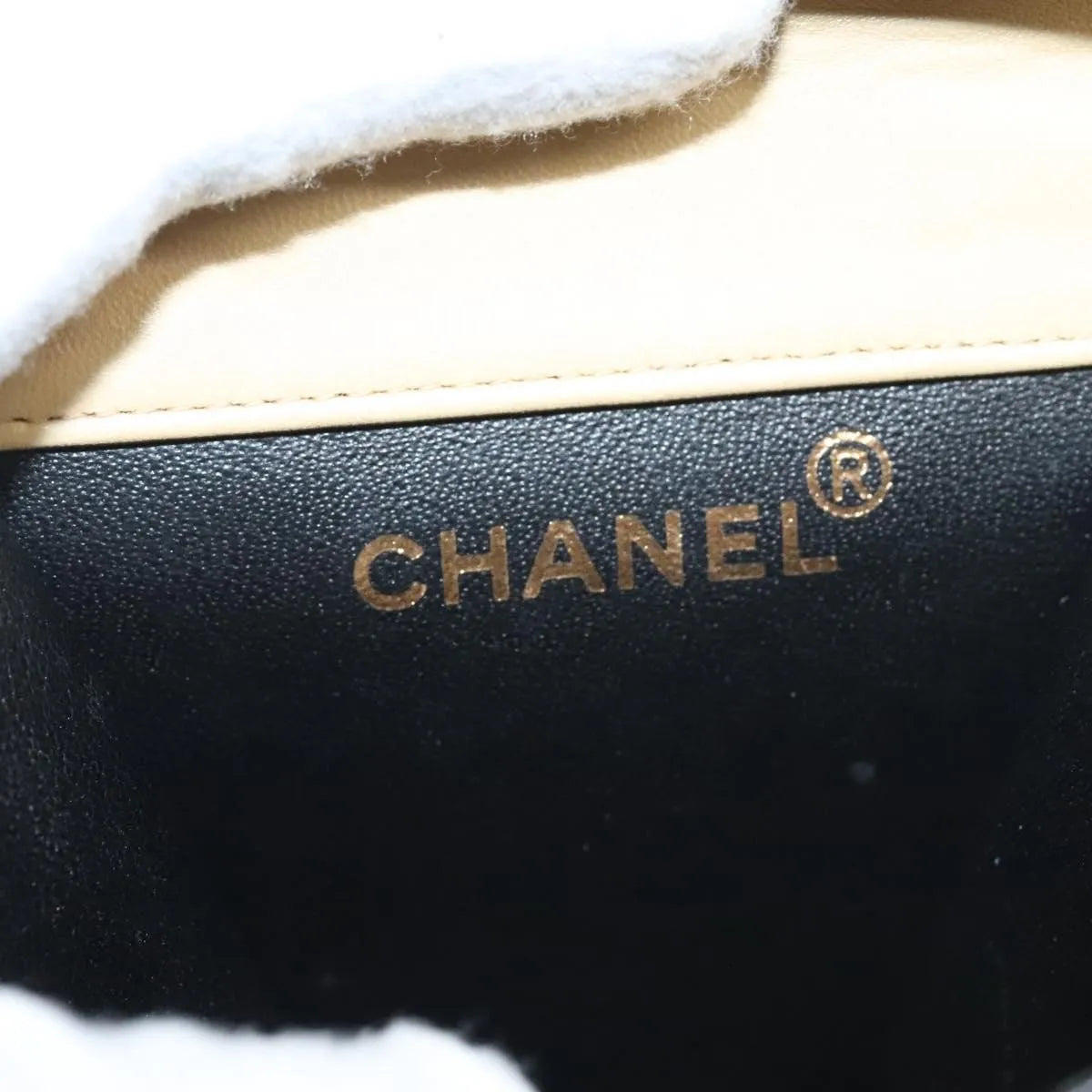 Chanel Vintage Button Waist Quilted Lambskin, Beige, Leather, Handbag