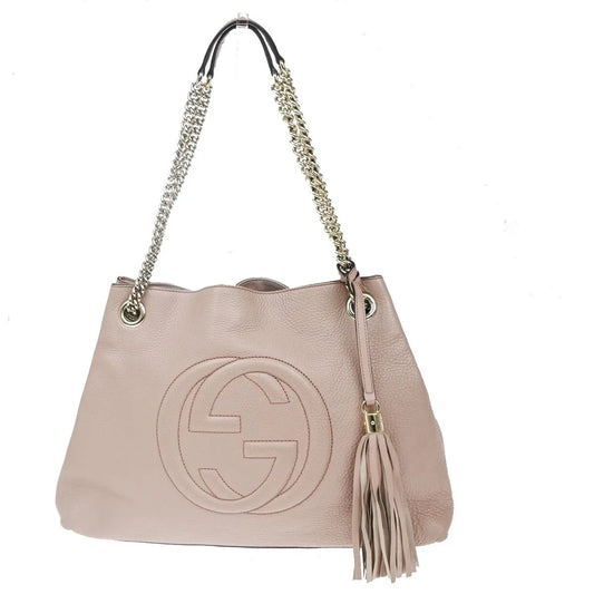 Gucci Soho Chain Strap Leather, Pink, Leather, Shoulder Bag
