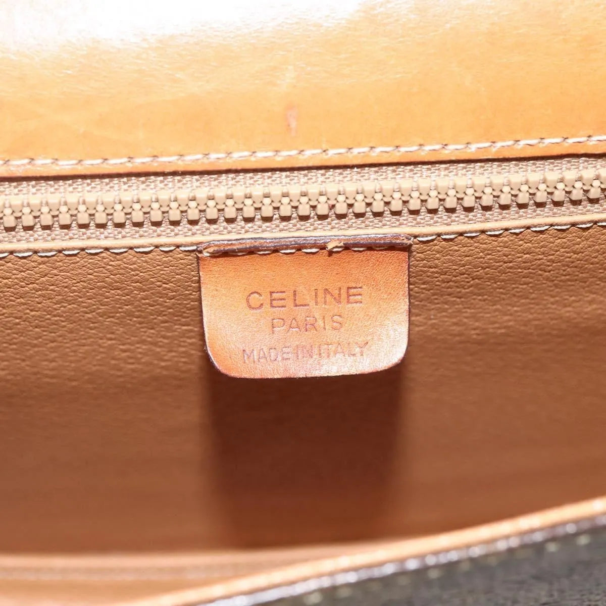 Celine Vintage Macadam Canvas and Leather, Brown, Canvas, Handbag