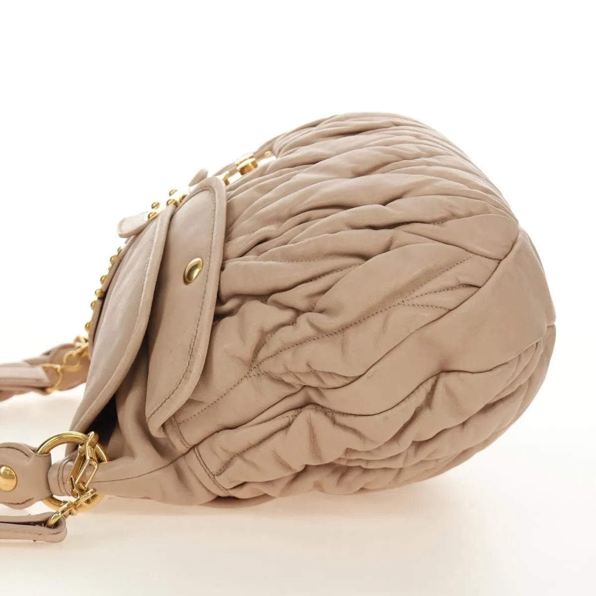 Miu Miu Madras Convertible Lock Tote Leather, Pink_gold, Leather, Handbag
