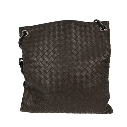 Bottega Veneta Intrecciato Shoulder Leather, Brown, Leather, Shoulder Bag