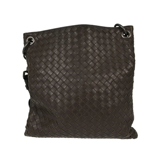 Bottega Veneta Intrecciato Shoulder Leather, Brown, Leather, Shoulder Bag