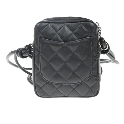 Chanel Cambon Pochette Quilted Leather, Black, Leather, Shoulder Bag