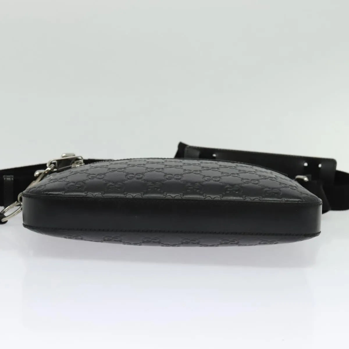 Gucci Signature Zip Messenger Guccissima Leather, Black, Leather, Shoulder Bag